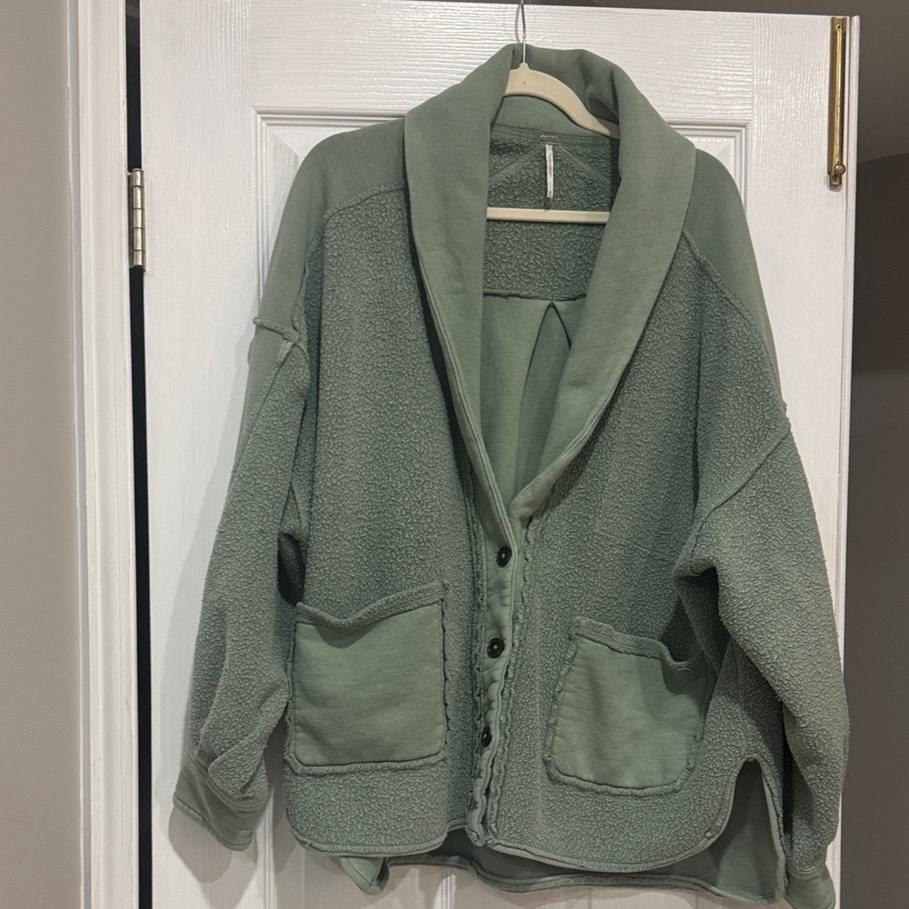 Free People Women's Green Shawl Collar Jacket